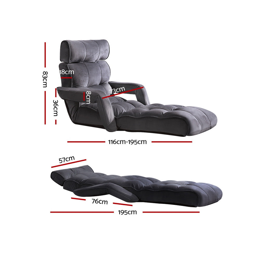 Charcoal Lounge Sofa Bed Adjustable Armchair