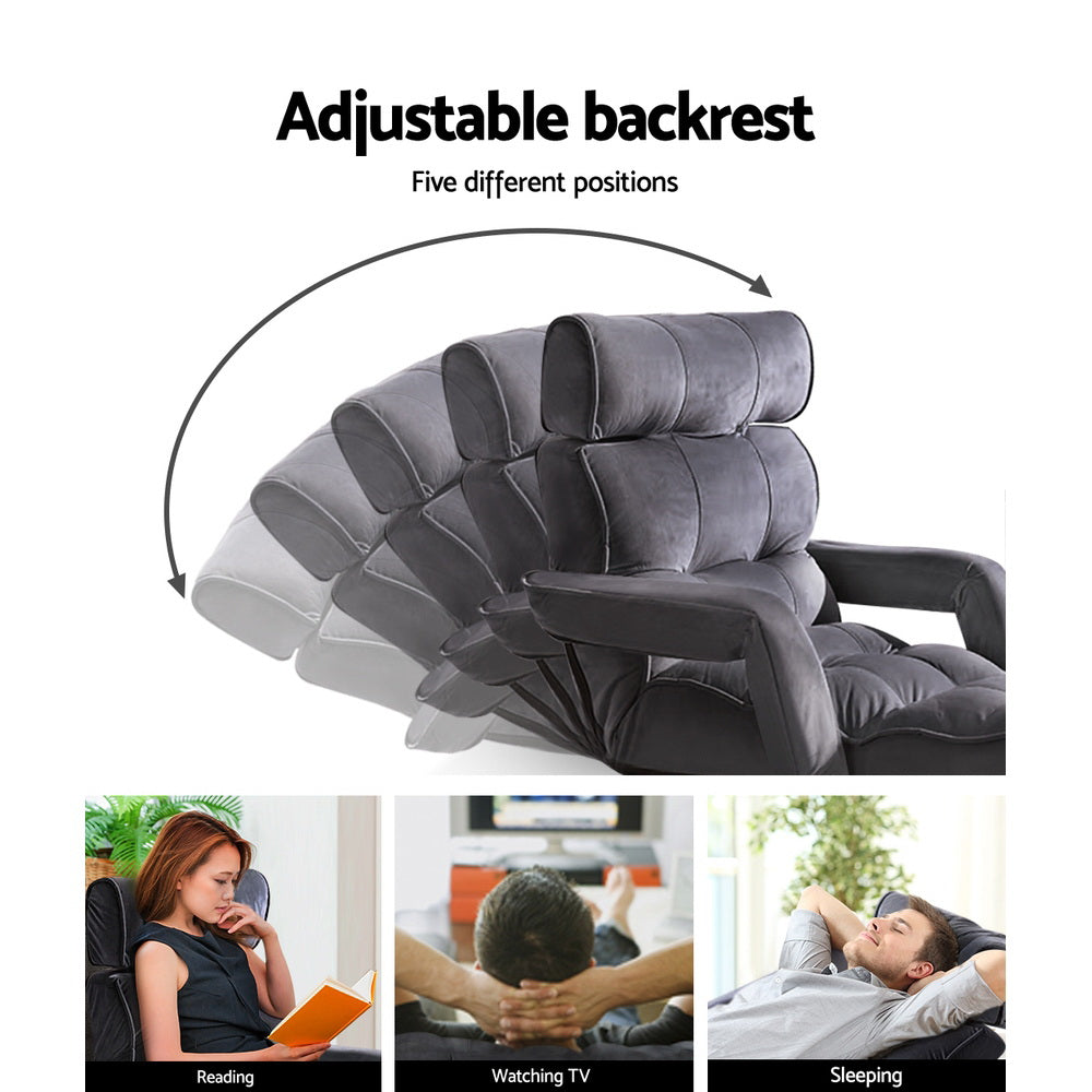 Charcoal Lounge Sofa Bed Adjustable Armchair
