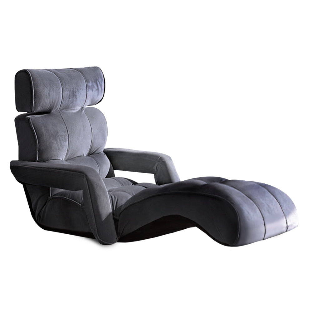 Charcoal Lounge Sofa Bed Adjustable Armchair