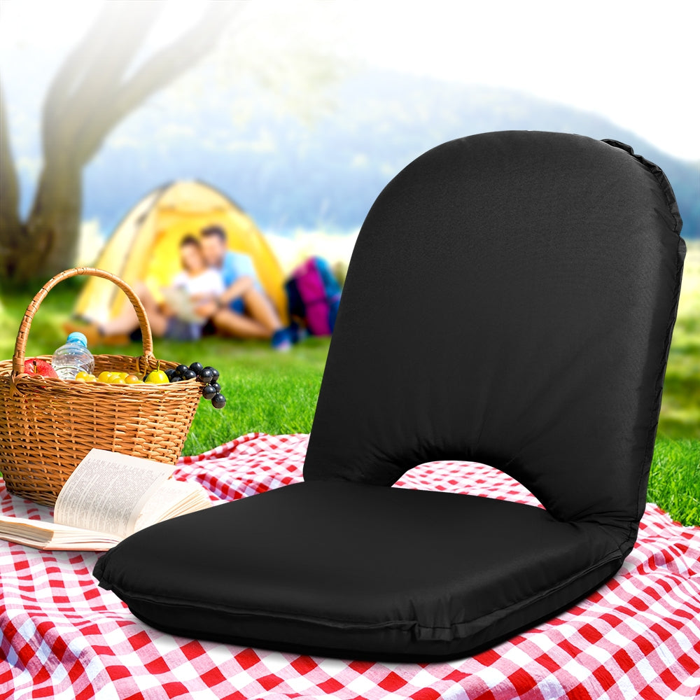 Artiss Foldable Floor Lounge Sofa Camping Chair Black