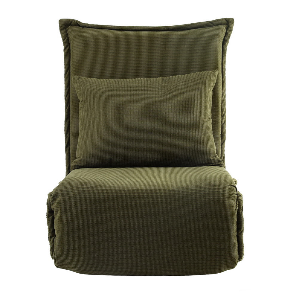 Artiss Foldable Floor Lounge Sofa Bed Green Corduroy