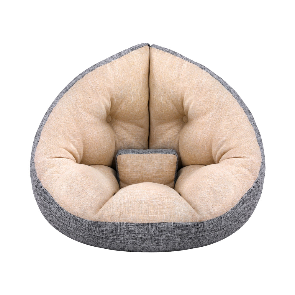 4-in-1 Foldable Floor Lounge Sofa Bed Chair Washable Beige