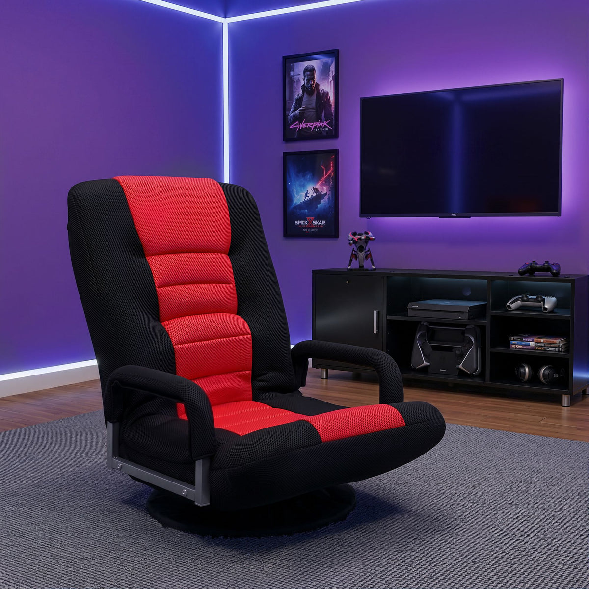 Artiss Floor Gaming Chair with 360 Swivel and 6-Position Backrest