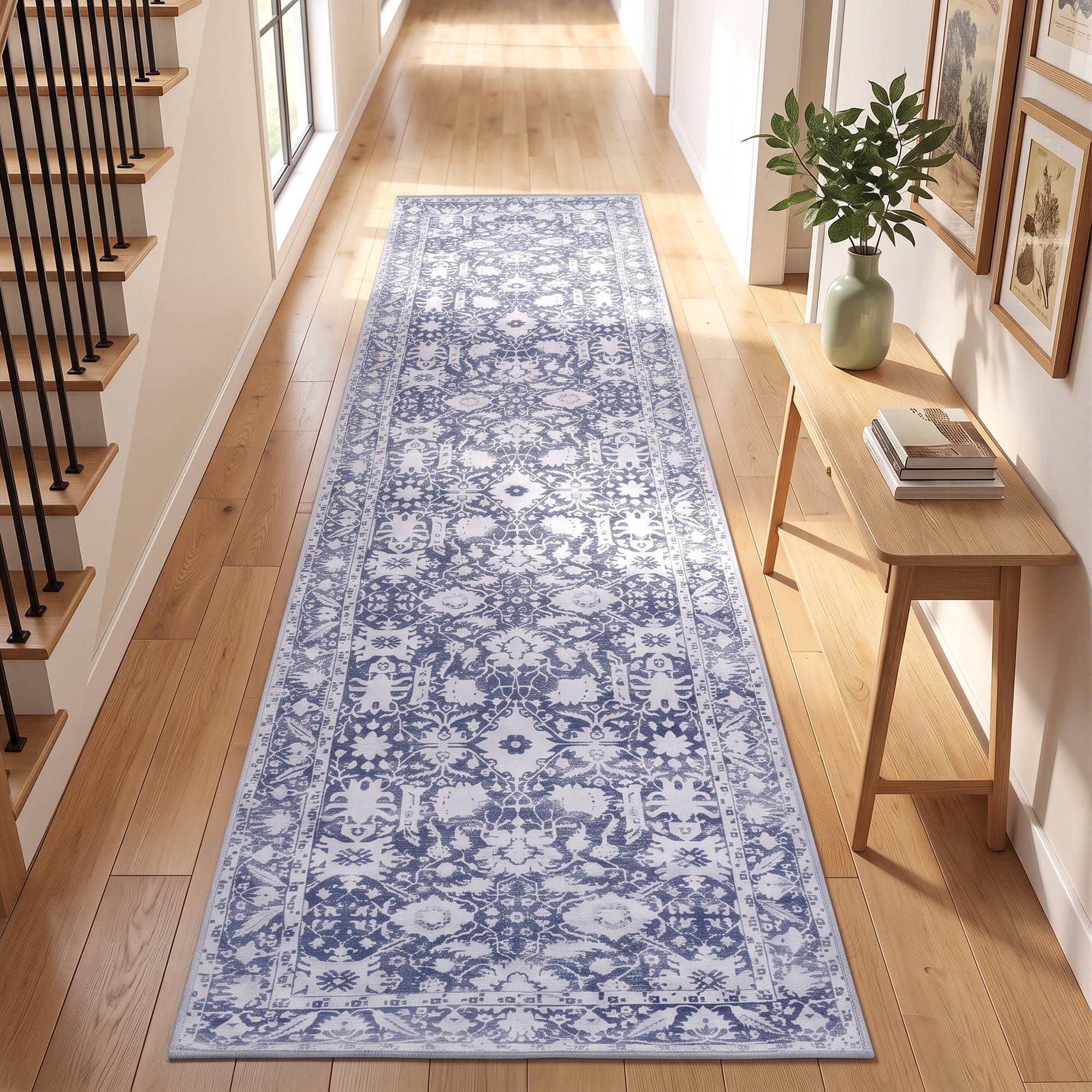 Artiss 60 x 300 cm Runner Rugs for Hallway Bedroom Pad-Free Dense Dot Backing Stops Slipping & Robot Vacuum Friendly, Vintage Carpet for Reading Nook Dining Area, 100% Polyester Washable
