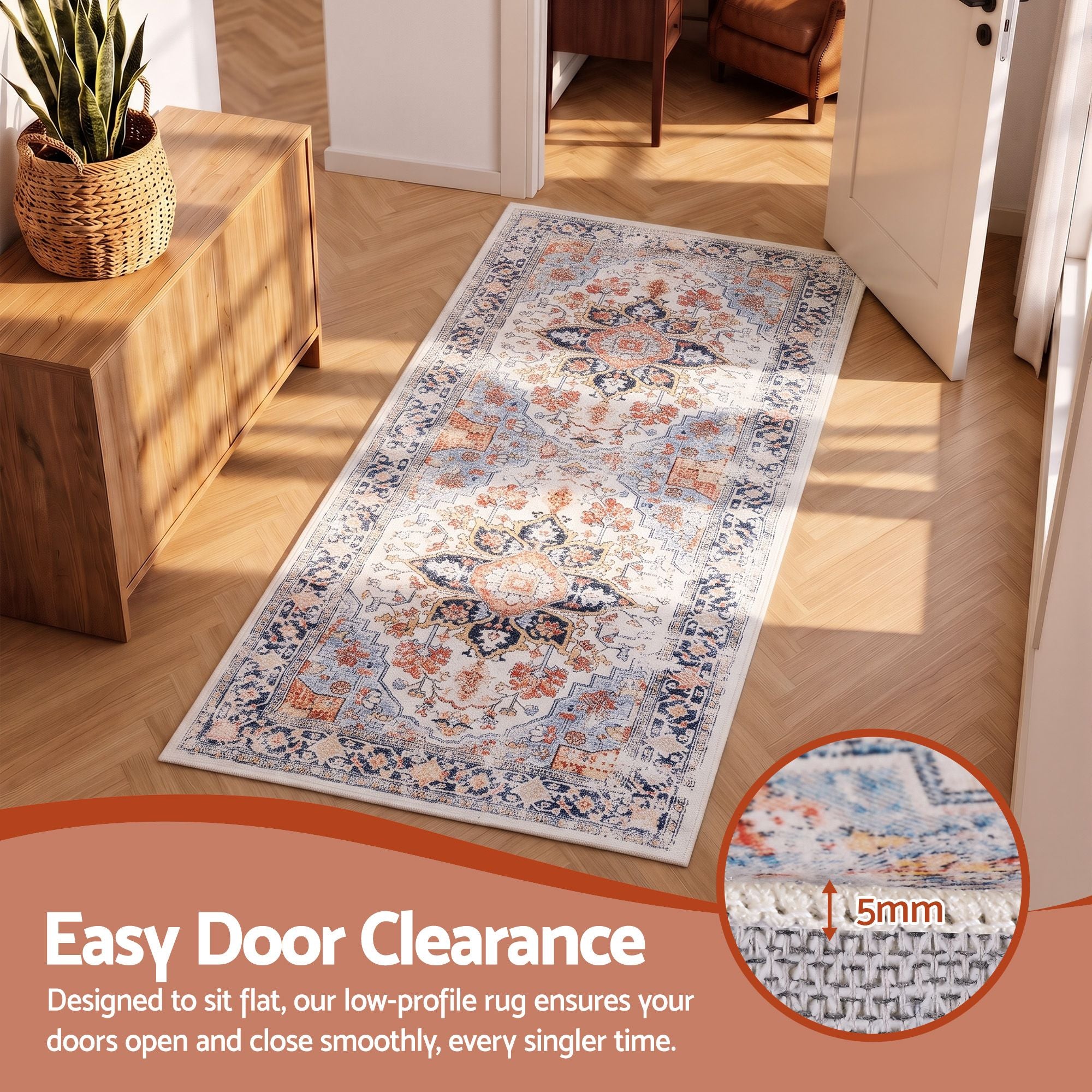 Artiss 60 x 120 cm Runner Rugs For Living Room No Heavy Rubber Crease-Free Foldable Design For Kitchen Entryway And Bedroom 100% Polyester Water-repellent Resistant Non-Shedding