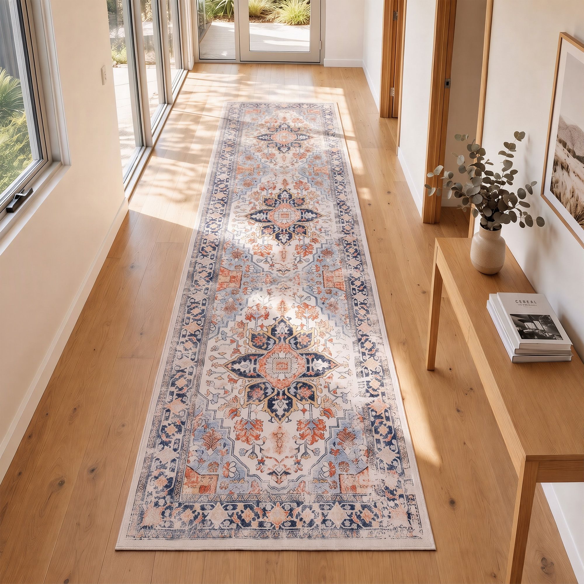Artiss 80 x 300 cm Runner Rugs For Living Room No Heavy Rubber Crease-Free Foldable Design For Kitchen Entryway And Bedroom 100% Polyester Water-repellent Resistant Non-Shedding