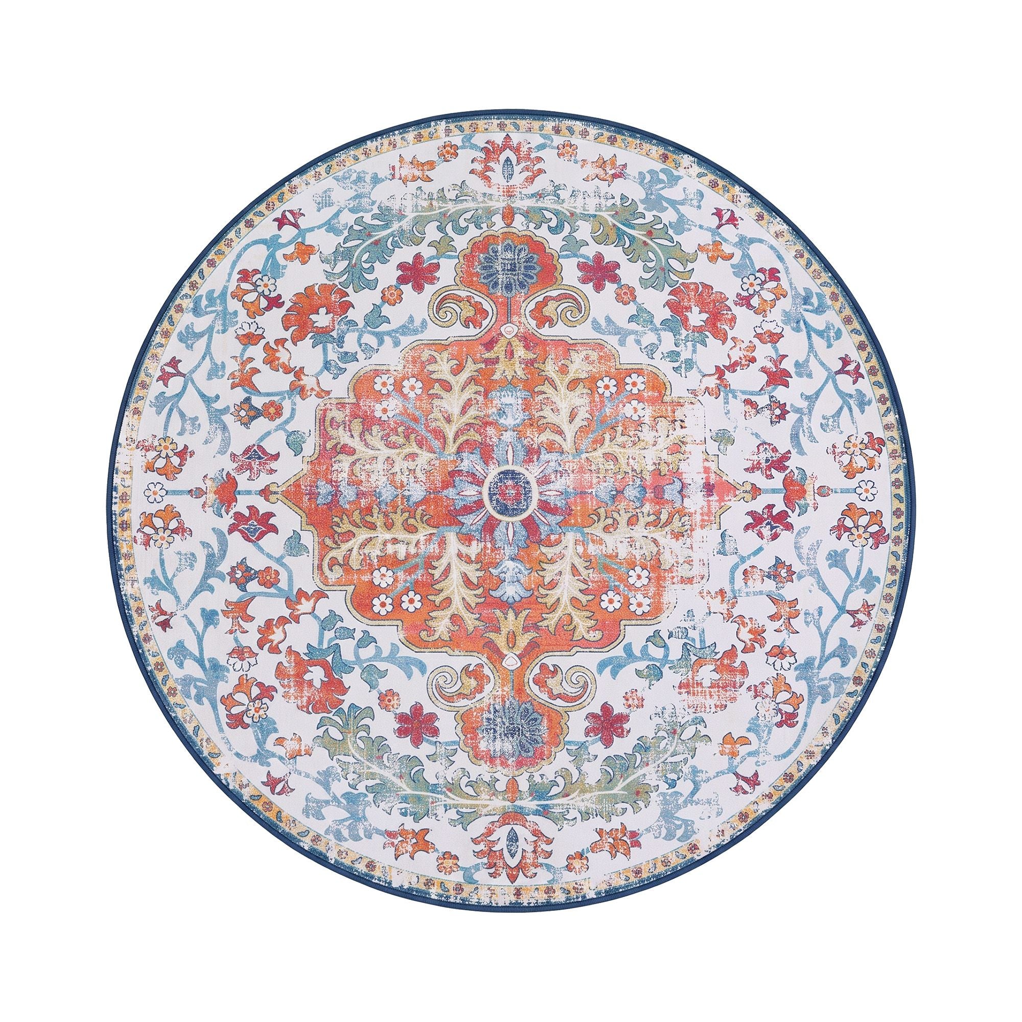 Artiss 160 cm Round Rugs for Living Room With Silicone Dots Grip For Bedroom Entryway 5mm Ultra Thin Foldable Machine Washable Vintage Boho Floor Carpet