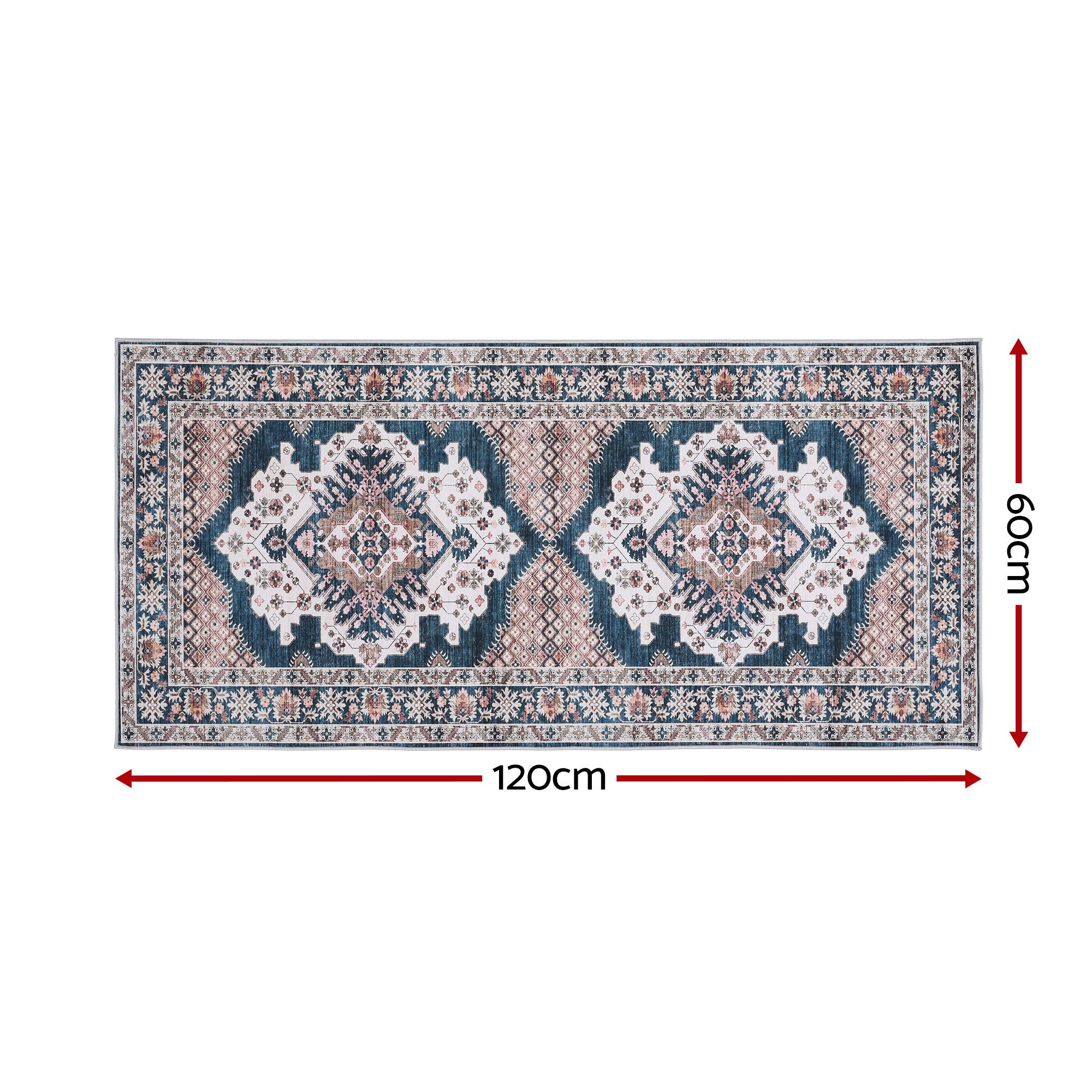 Artiss 60 x 120 cm Washable Runner Area Rug No Hard Glue Quilt-Like Soft for Home Decor, 0.5cm Ultra-Thin Pet Friendly Bohemian Medallion Bedroom Carpet
