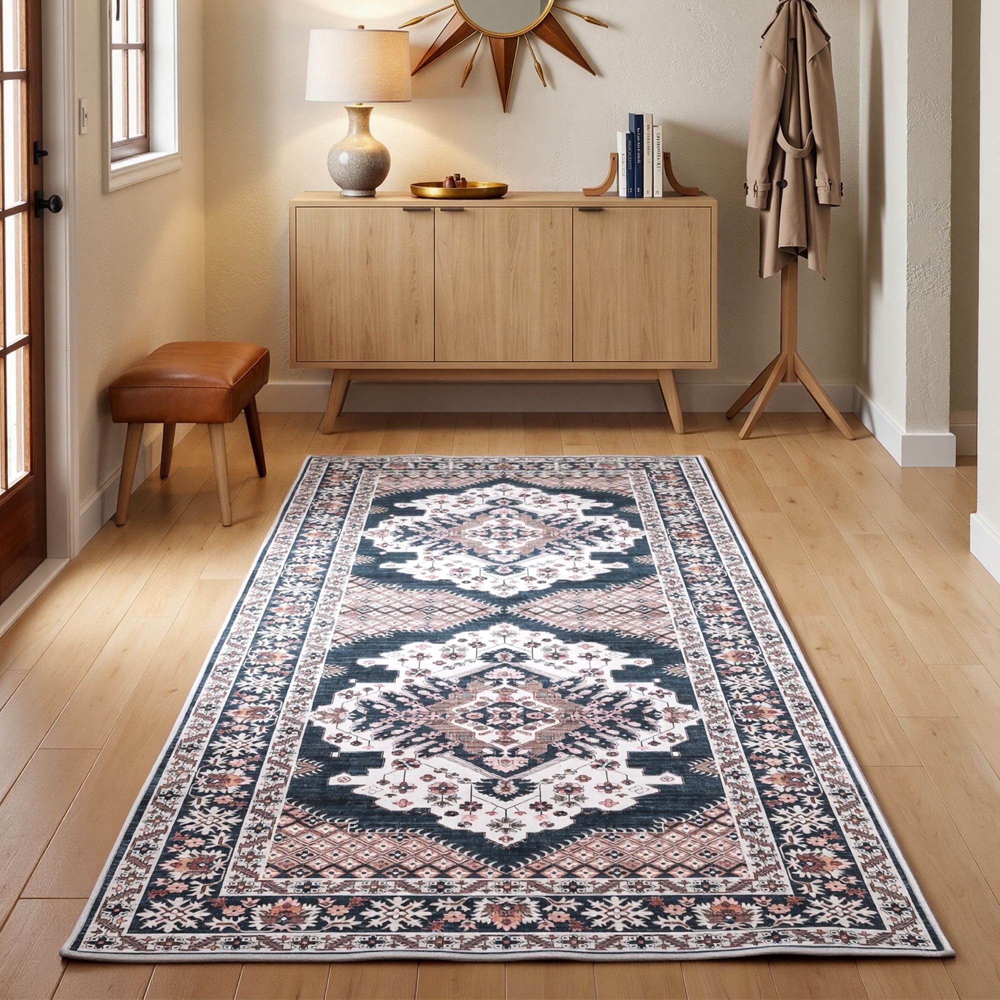Artiss 60 x 120 cm Washable Runner Area Rug No Hard Glue Quilt-Like Soft for Home Decor, 0.5cm Ultra-Thin Pet Friendly Bohemian Medallion Bedroom Carpet