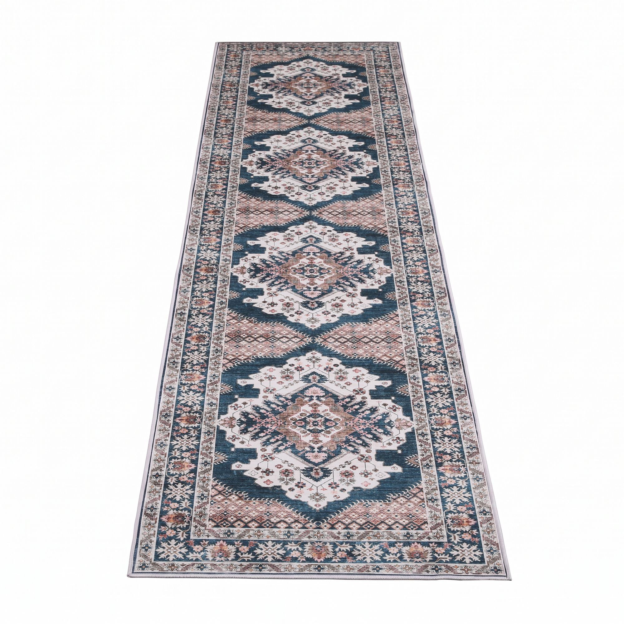 Artiss 60 x 300 cm Washable Runner Area Rug No Hard Glue Quilt-Like Soft for Home Decor, 0.5cm Ultra-Thin Pet Friendly Bohemian Medallion Bedroom Carpet