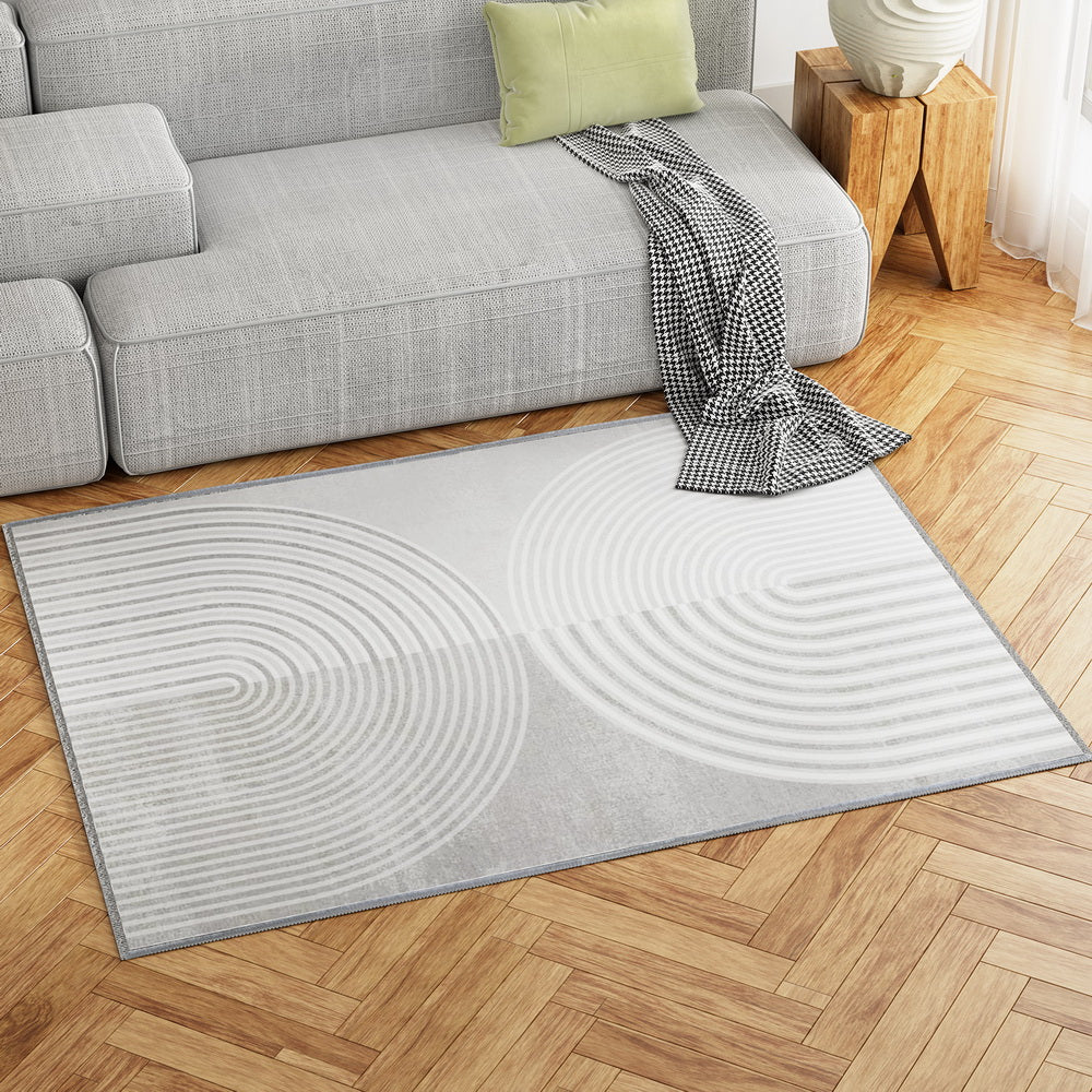 Cyril 120x160cm Area Rug Faux Rabbit Fur Washable White/Grey