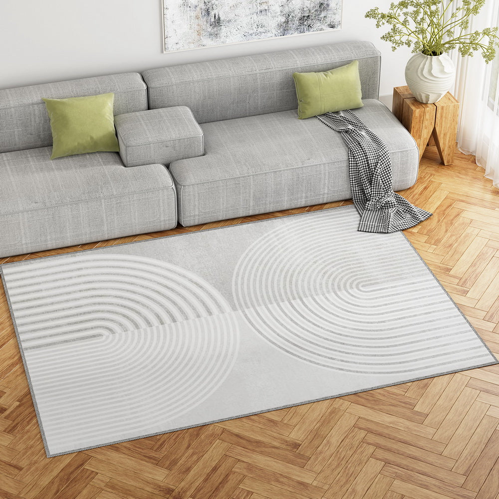 Cyril 160x230cm Large Area Rug Washable Faux Rabbit Fur White/Grey