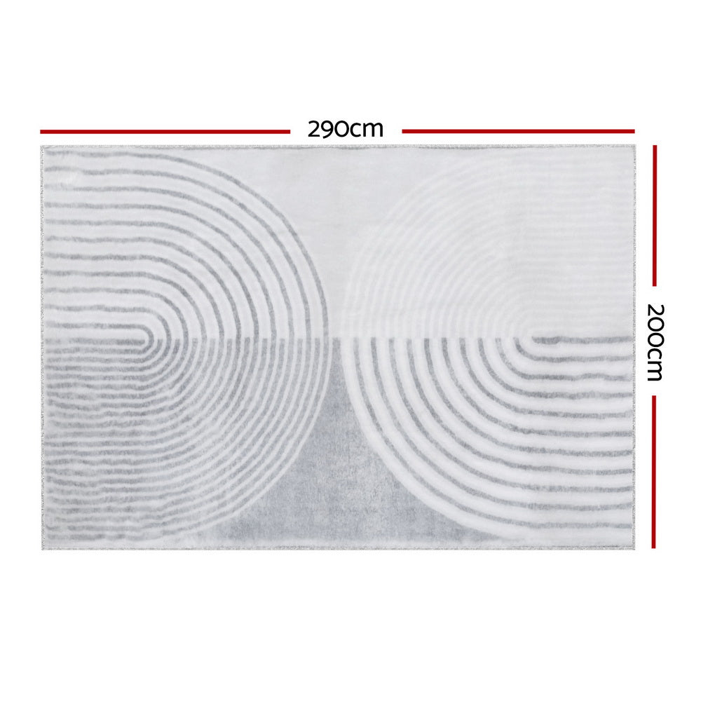 Cyril 200x290cm Large Washable Area Rug Faux Rabbit Fur White/Grey