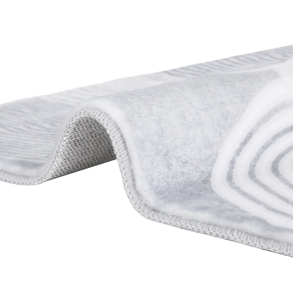 Cyril 200x290cm Large Washable Area Rug Faux Rabbit Fur White/Grey