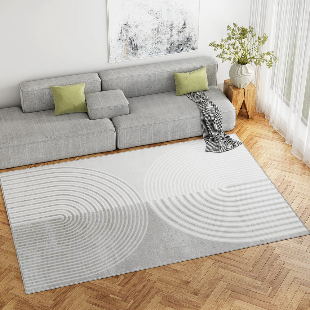 Cyril 200x290cm Large Washable Area Rug Faux Rabbit Fur White/Grey