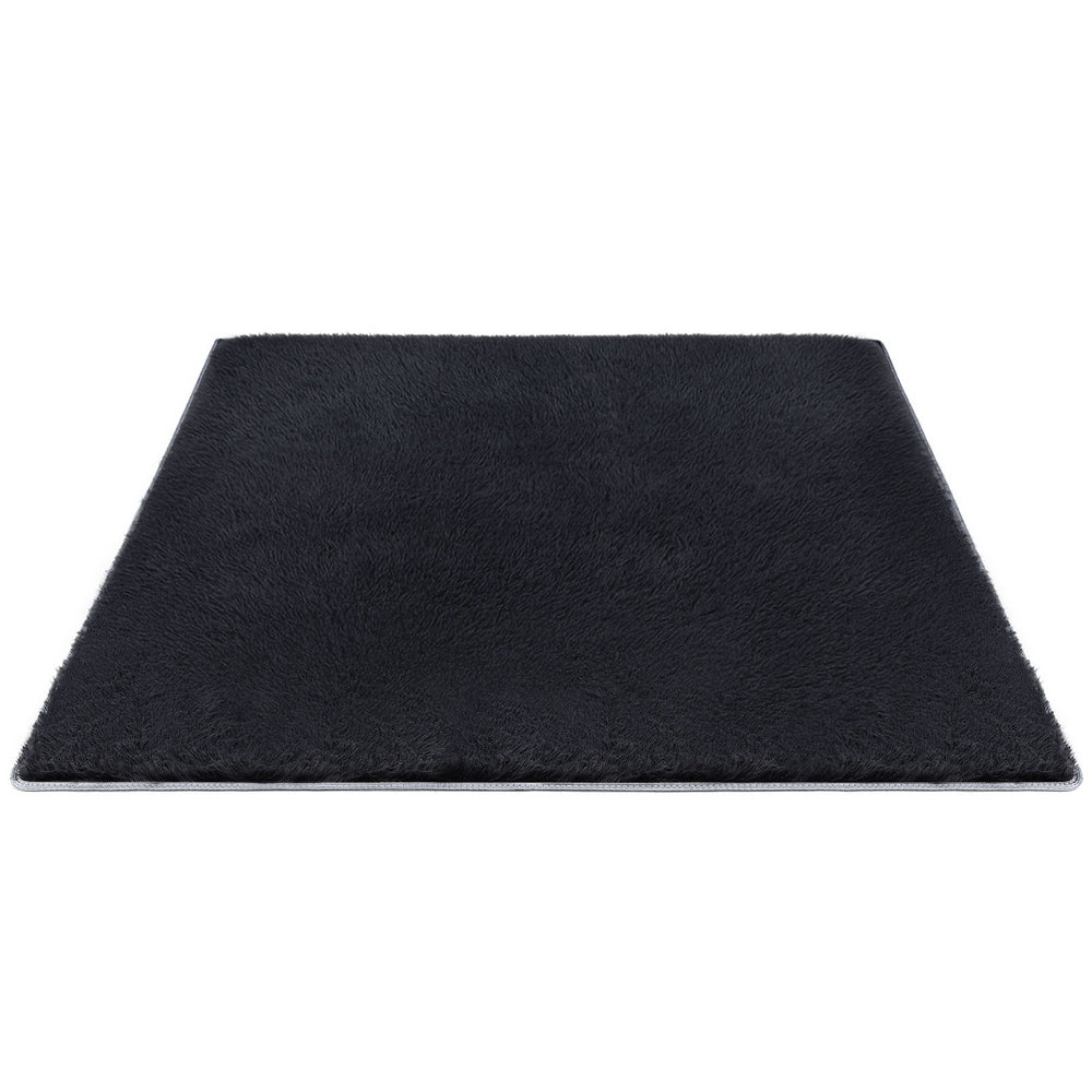 Artiss Shaggy Floor Rug 160x230cm Plush Area Rug Black