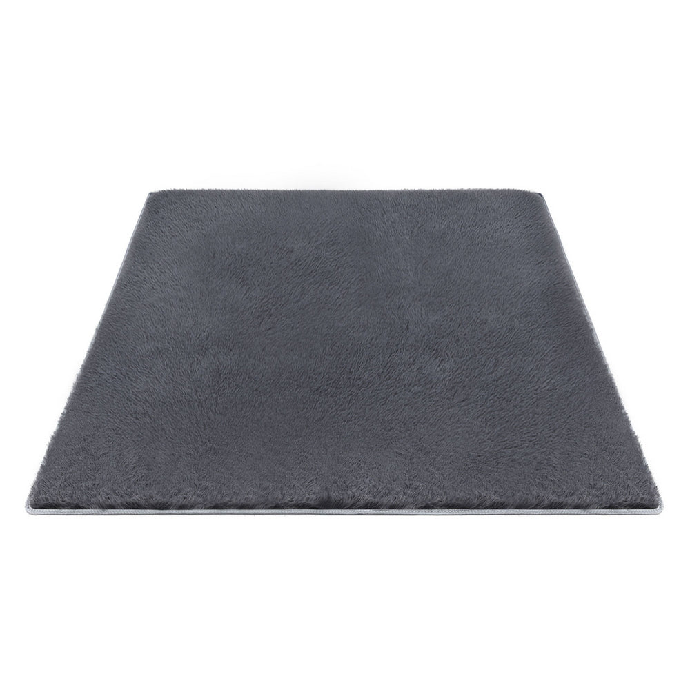 Artiss Plush Shaggy Area Floor Rug 200x290cm Grey