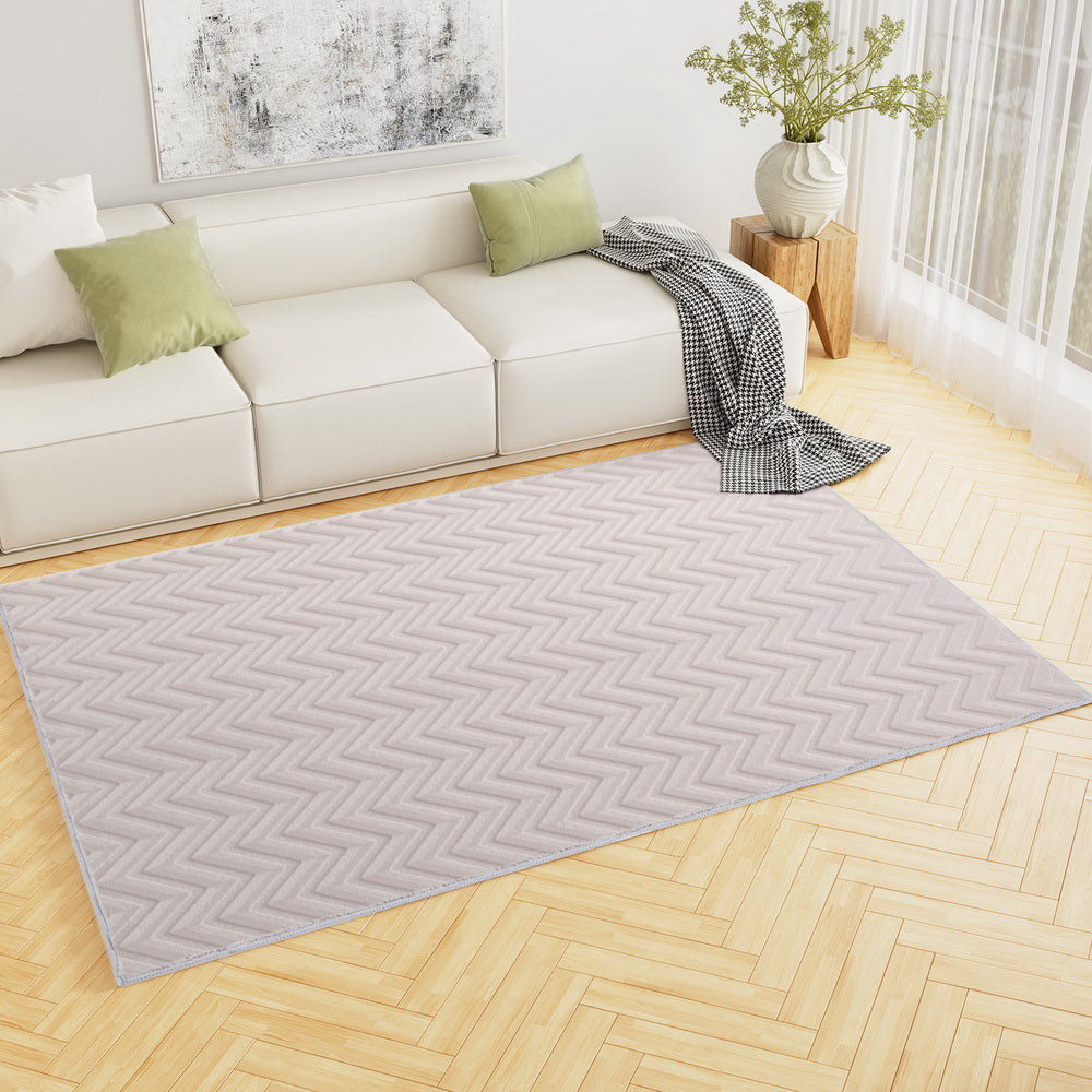 Azul 160x230cm Washable Area Rug Ripple Pattern Pinkish Grey