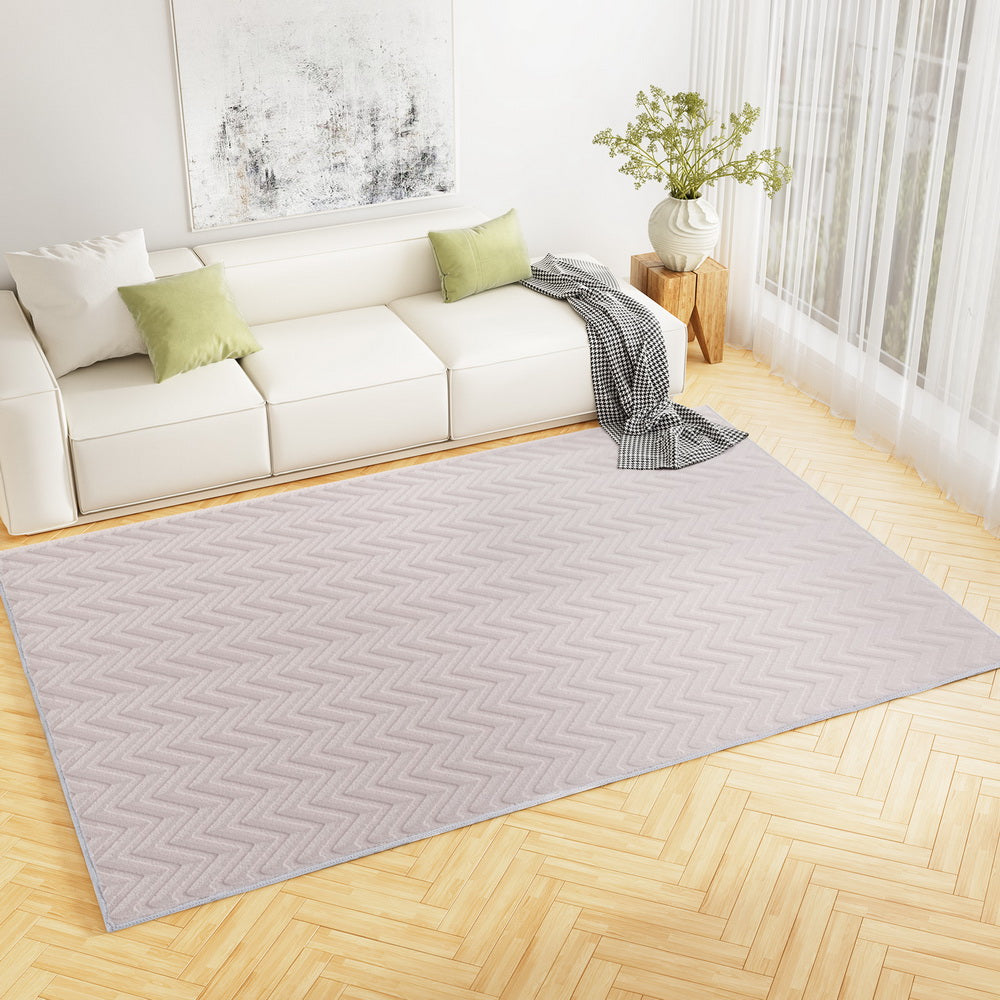 Azul Large 200x290cm Washable Ripple Rug Pinkish Grey