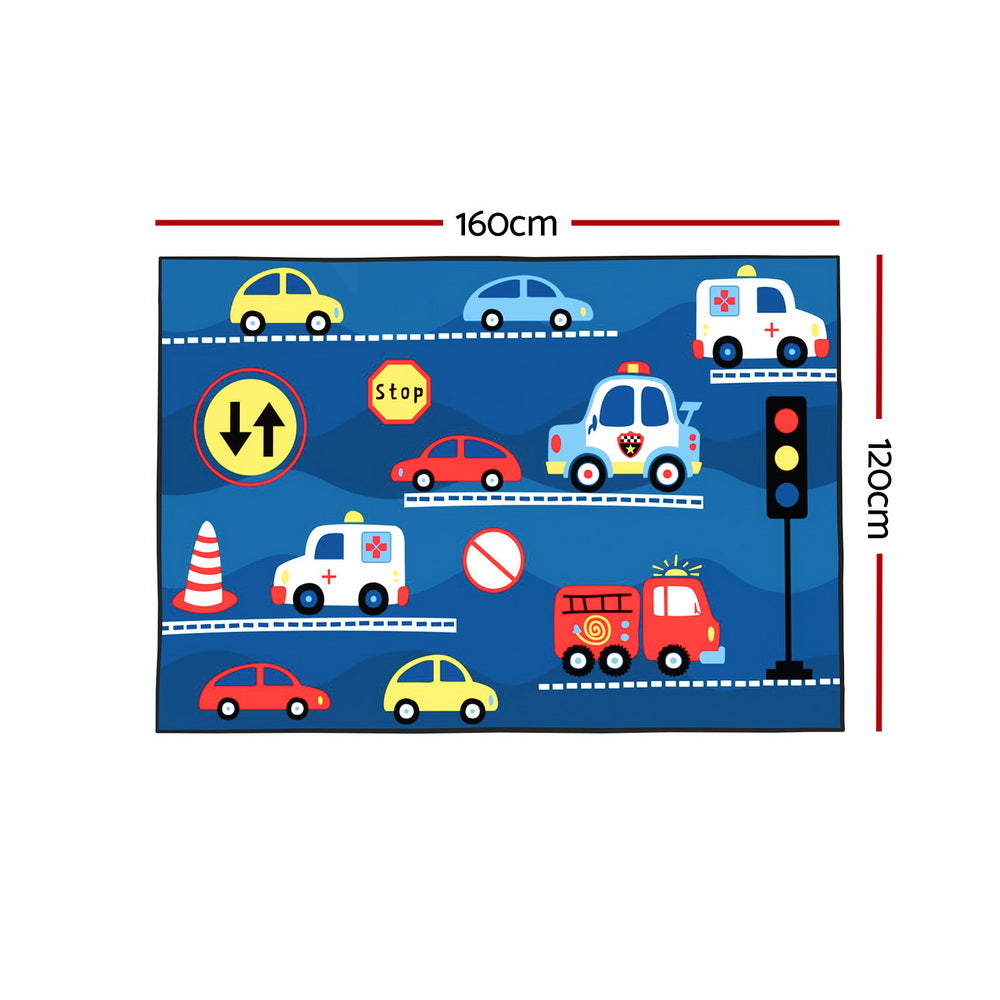 Cony 120x160cm Kids' Area Rug Washable Multi-Coloured Cars Pattern