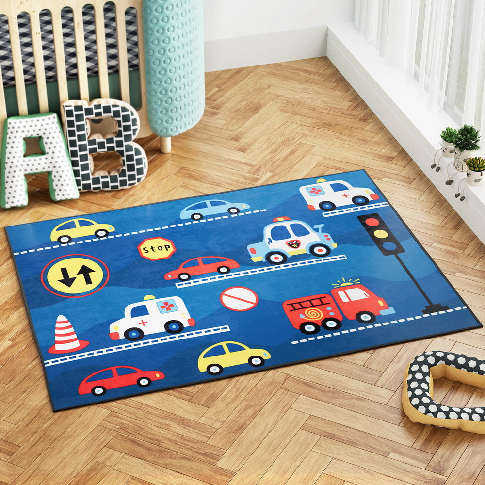 Cony 120x160cm Kids' Area Rug Washable Multi-Coloured Cars Pattern