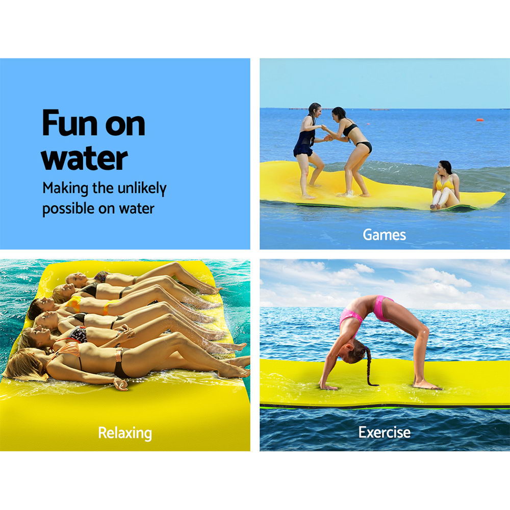 Weisshorn 3.5m Floating Water Mat Foam Pad Pool Island Orange/Black/Green