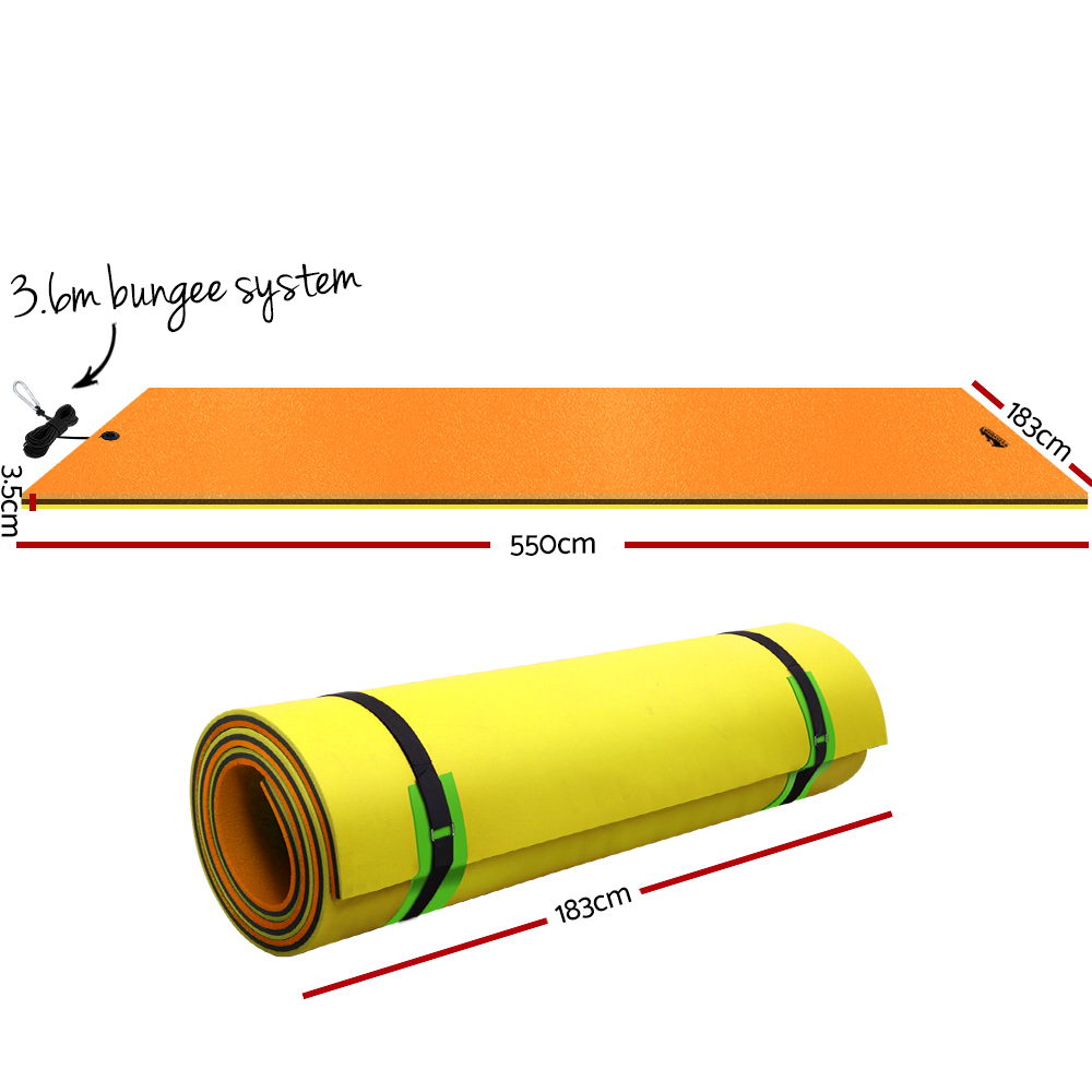 Weisshorn 5.5m Floating Water Mat Foam Pad Island Orange/Black/Green