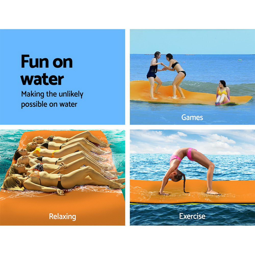 Weisshorn 5.5m Floating Water Mat Foam Pad Island Orange/Black/Green