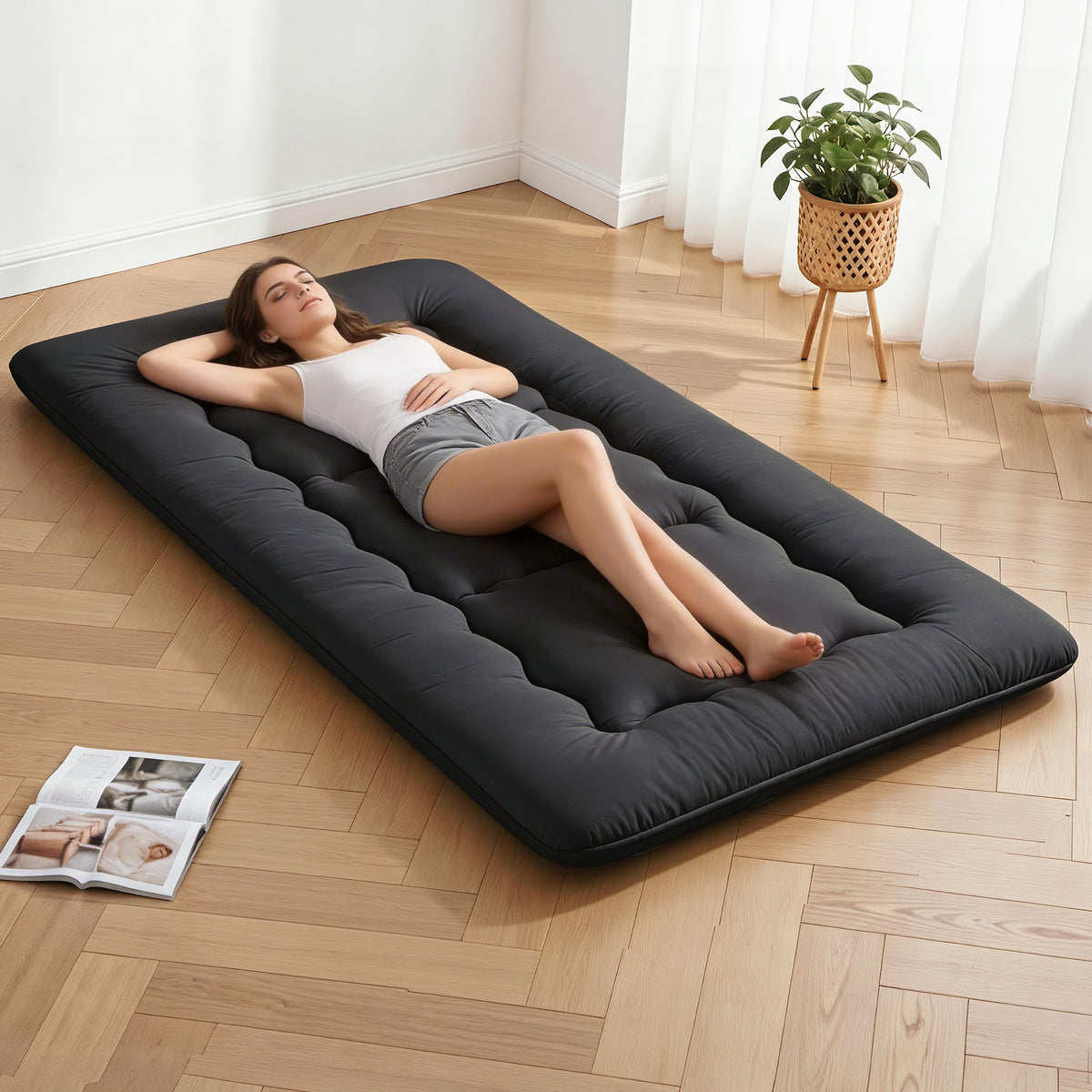 Giselle Bedding Japanese Floor Mattress 10cm Foldable Futon Black