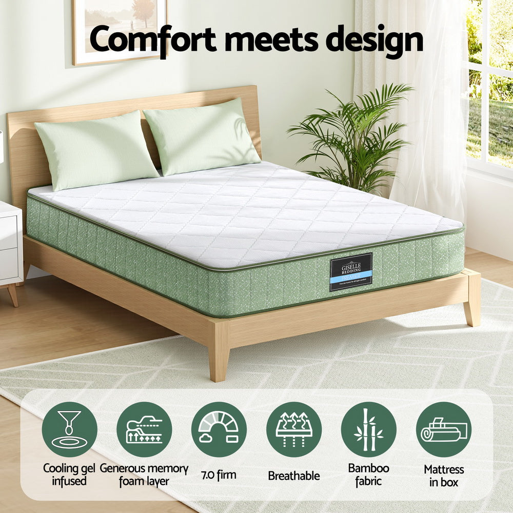 LEAF Queen Memory Foam Mattress 25cm Dual Layer Cool Charcoal
