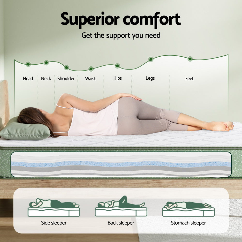 LEAF Queen Memory Foam Mattress 25cm Dual Layer Cool Charcoal