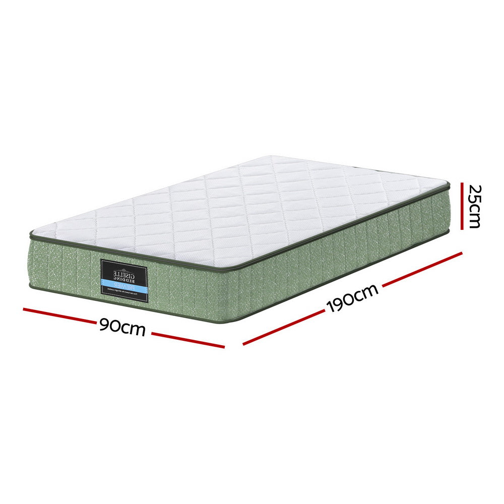 LEAF Single Mattress 25cm Memory Foam Cool Charcoal Zipper Cover