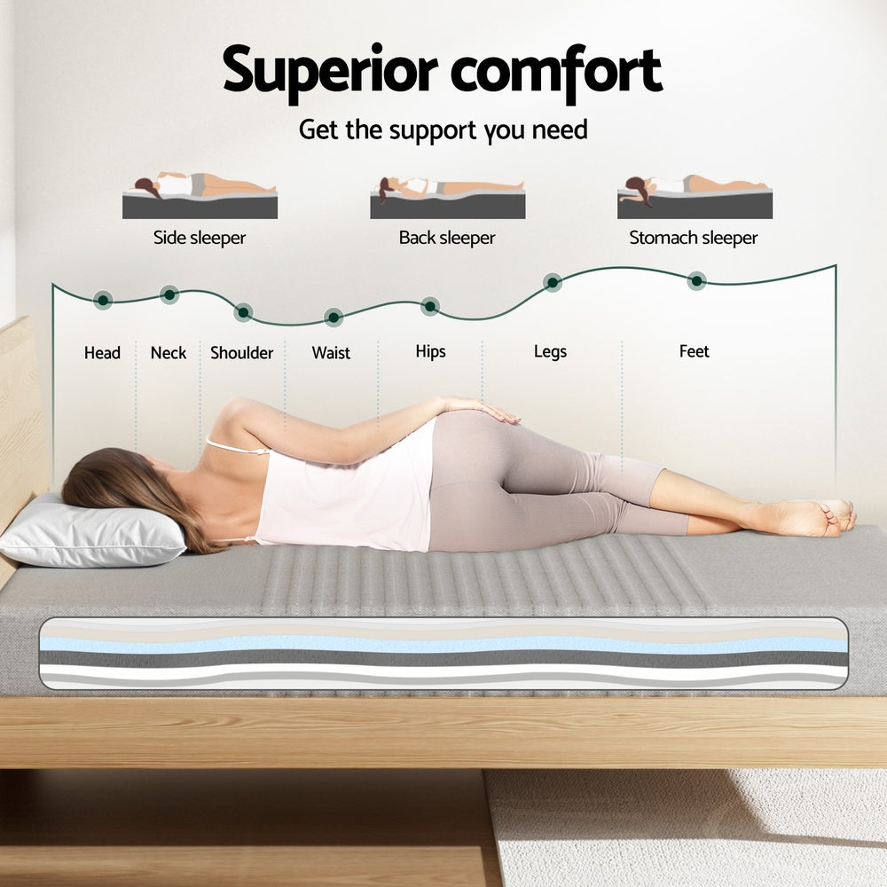 NOBLE Queen Mattress 15cm Cool Gel Memory Foam Charcoal Bamboo Cover