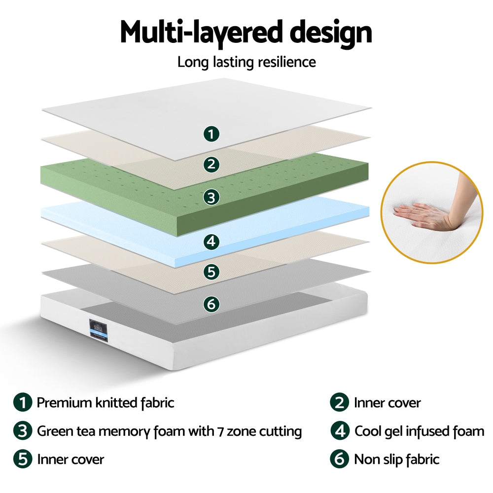 PURE King Mattress 20cm Memory Foam Green Tea