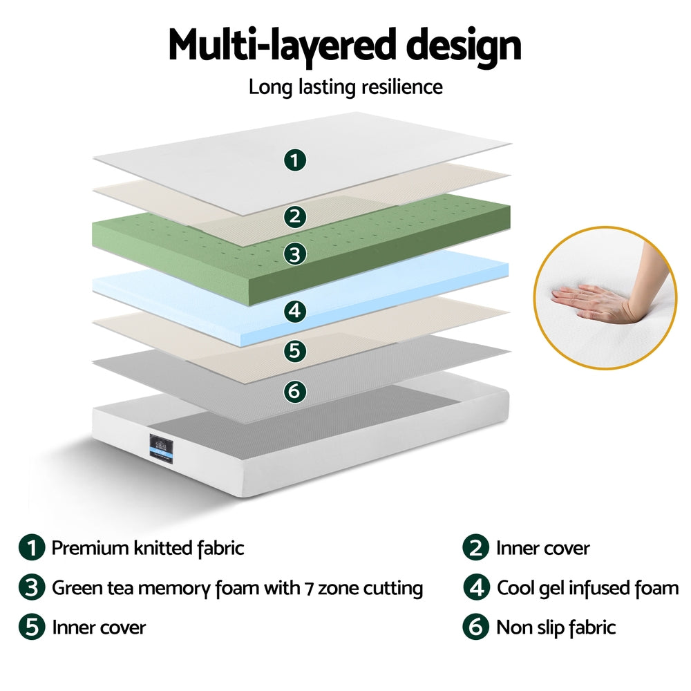 PURE Single Memory Foam Mattress 20cm Green Tea Gel-Infused
