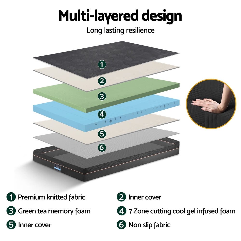 SHADOW Single Mattress 18cm Memory Foam Green Tea Cool Gel