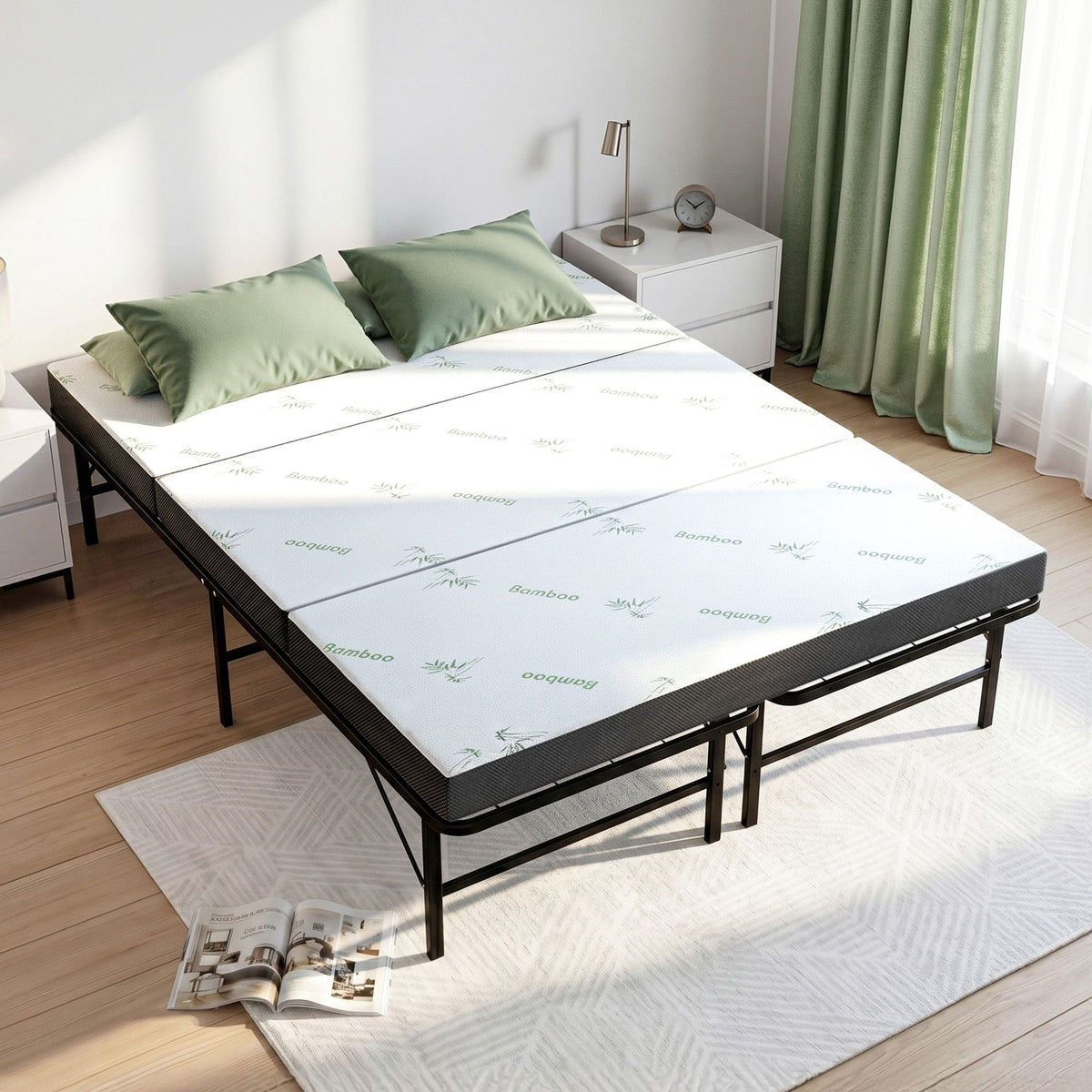 Giselle Double Folding Bed with Mattress and Bamboo Cover