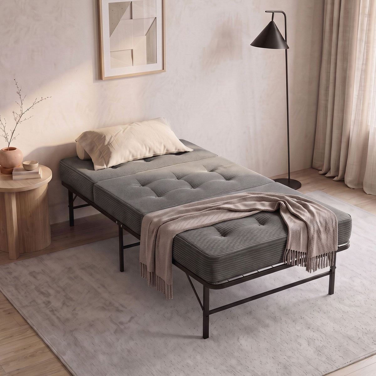 Giselle Single Folding Bed with Mattress Metal Frame