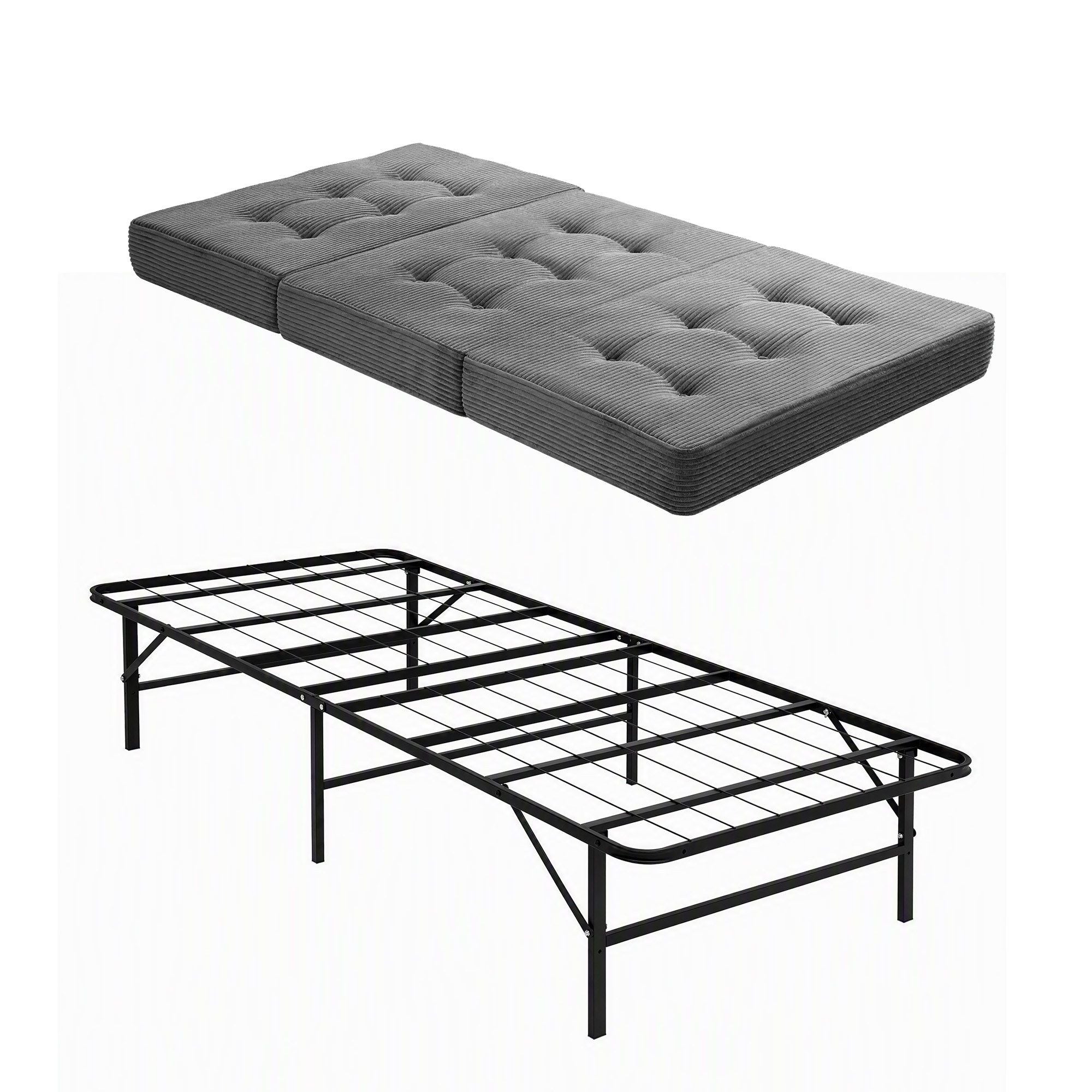 Giselle Single Folding Bed with Mattress Metal Frame Guest Bed 15cm Foam Foldable