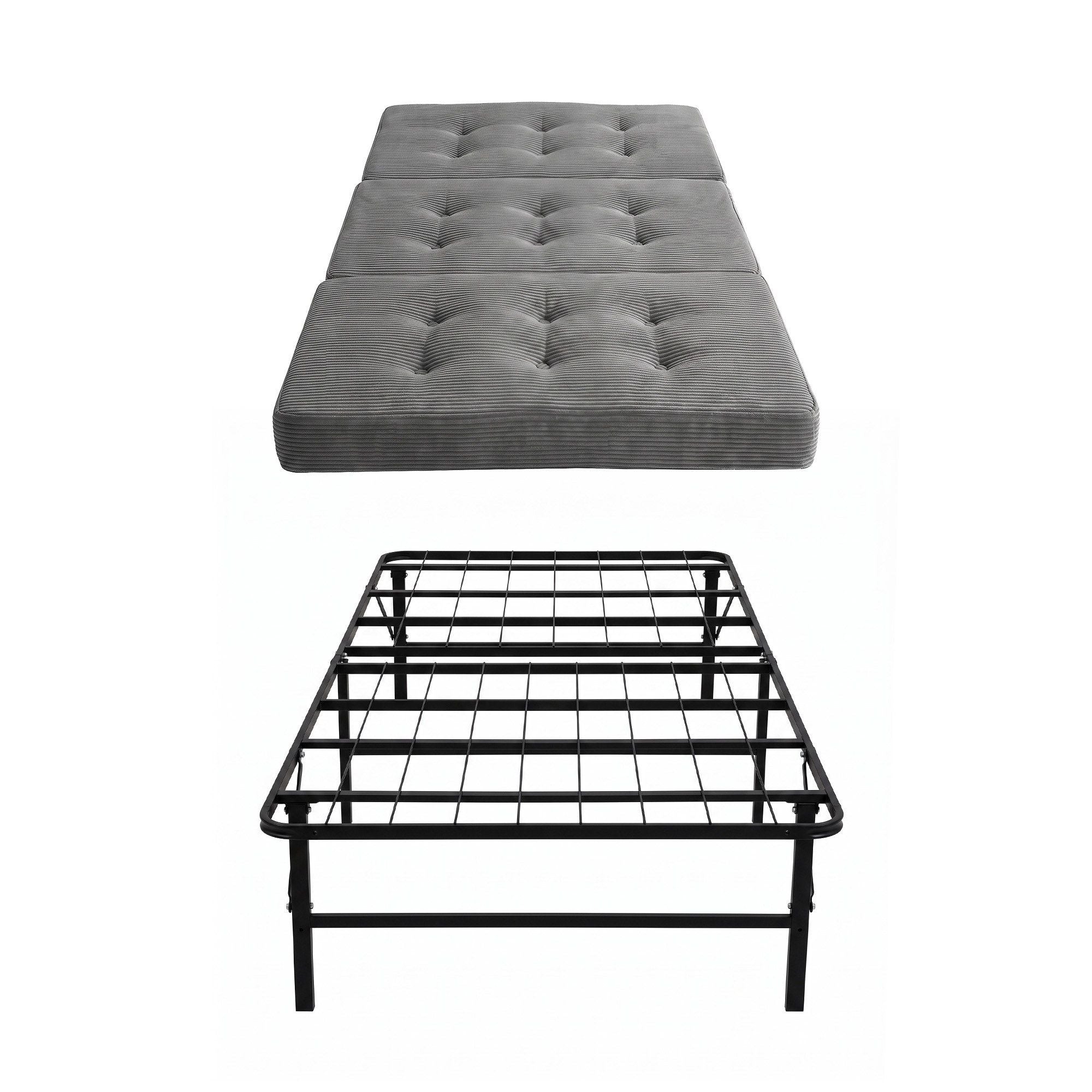 Giselle Single Folding Bed with Mattress Metal Frame Guest Bed 15cm Foam Foldable