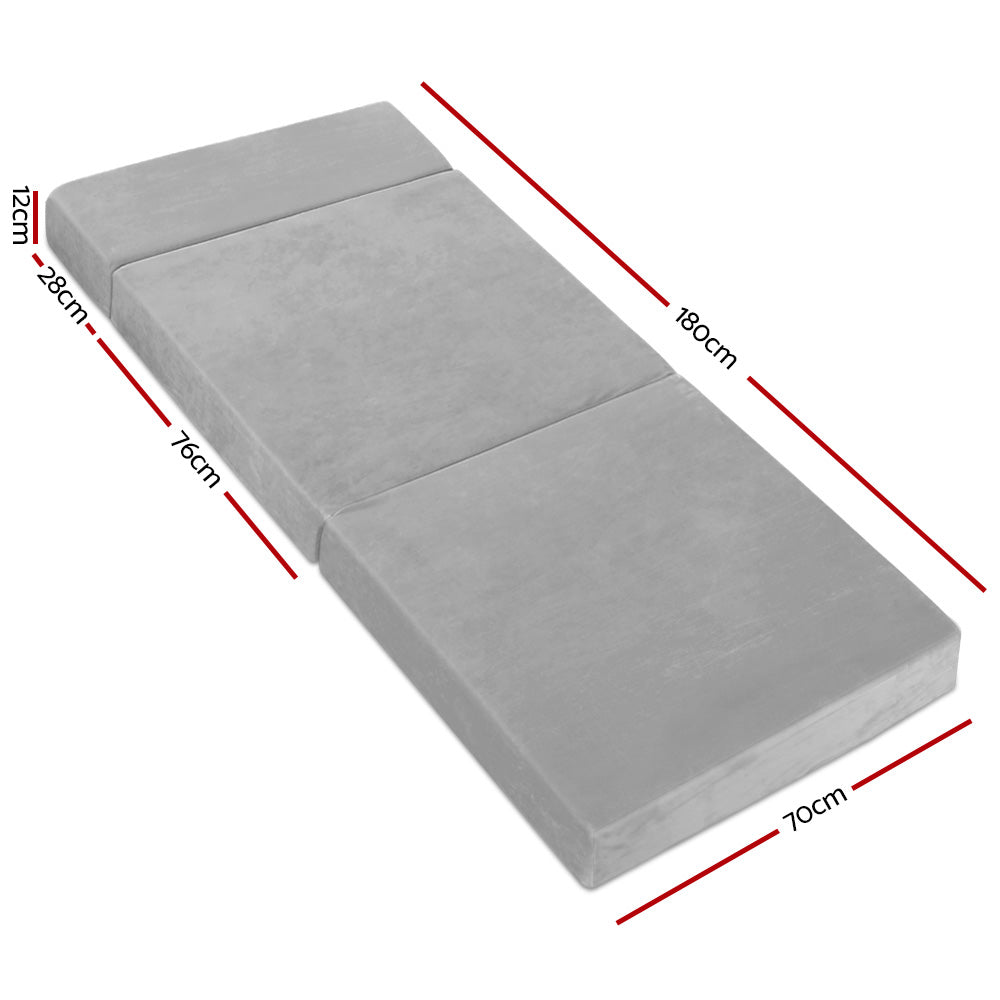 Giselle Foldable Mattress Foam Bed Mat Light Grey