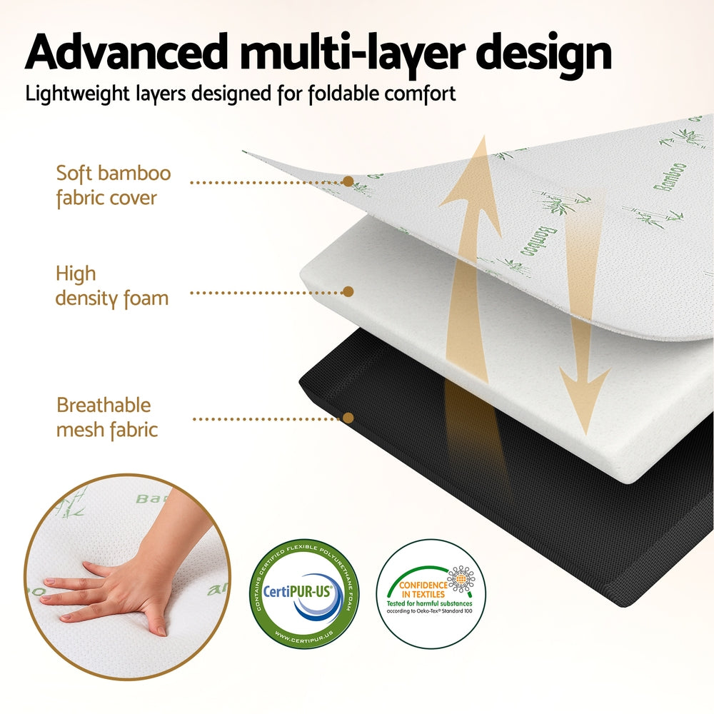 Giselle Double Foldable Foam Mattress Bamboo White/Grey