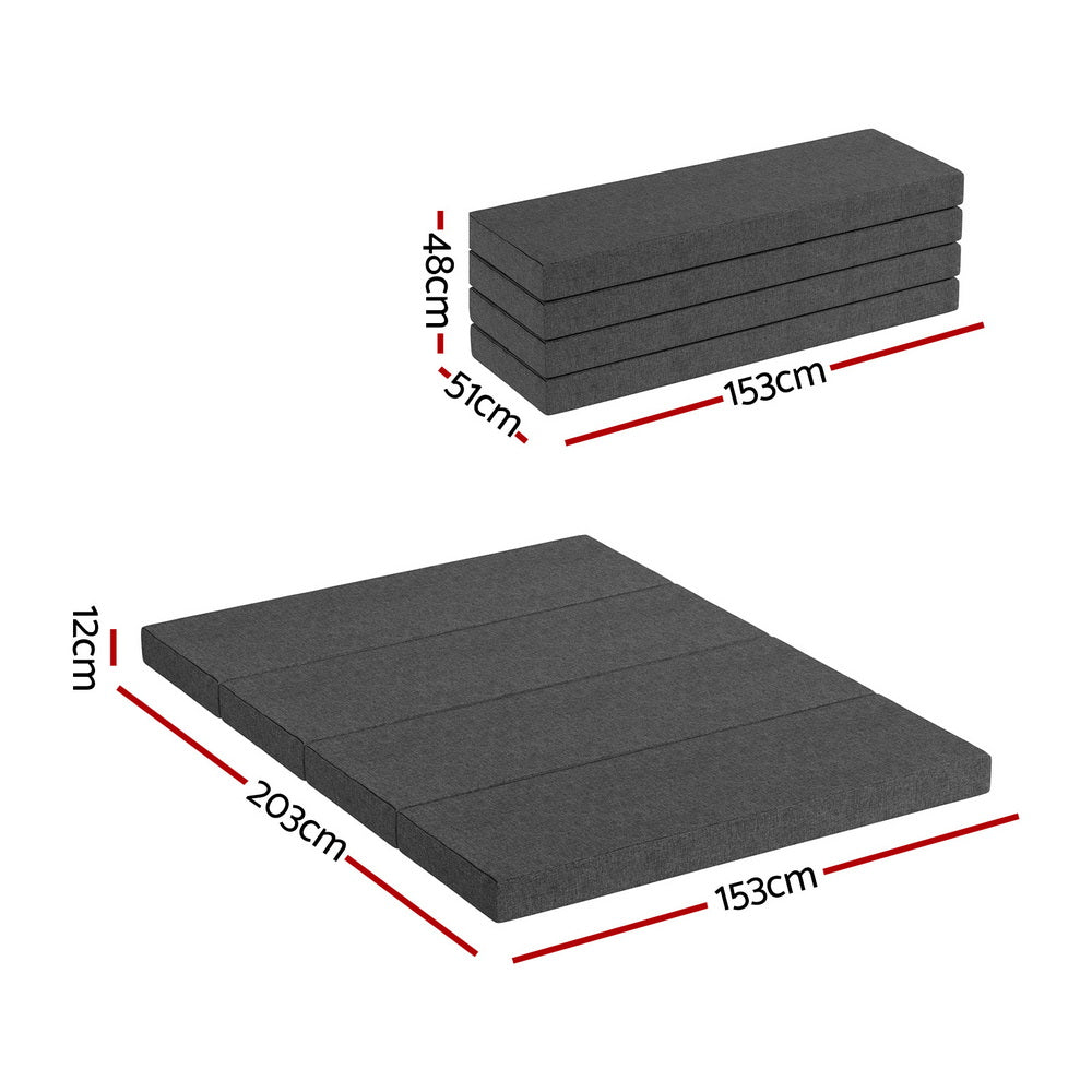 Giselle Queen Foldable Foam Mattress Portable Grey