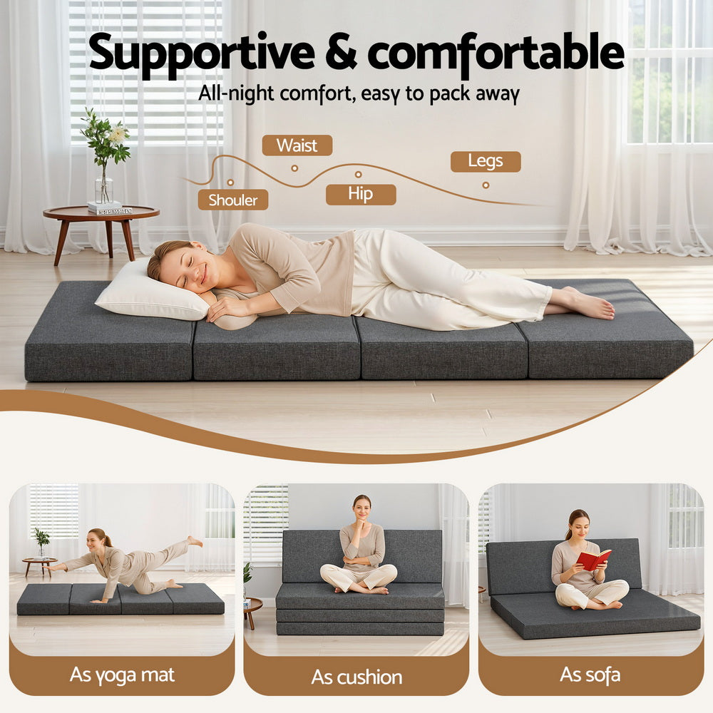 Giselle Queen Foldable Foam Mattress Portable Grey
