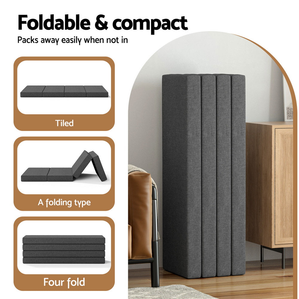 Giselle Queen Foldable Foam Mattress Portable Grey