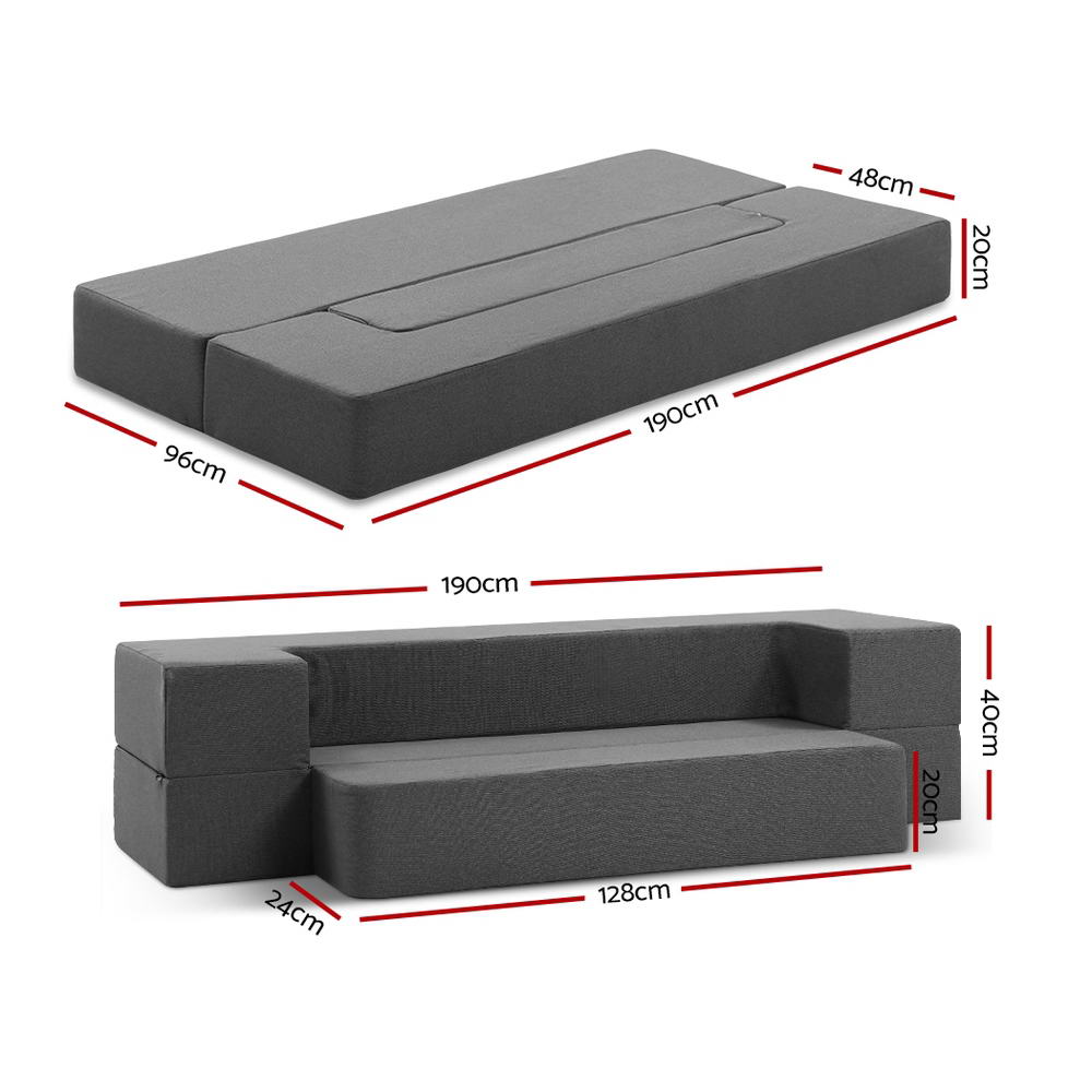 Giselle Foldable Mattress Foam Sofa Bed Chair Dark Grey