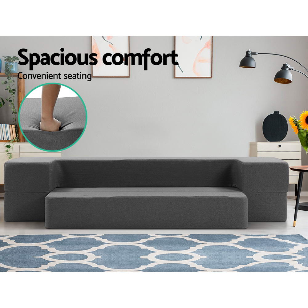 Giselle Foldable Mattress Foam Sofa Bed Chair Dark Grey