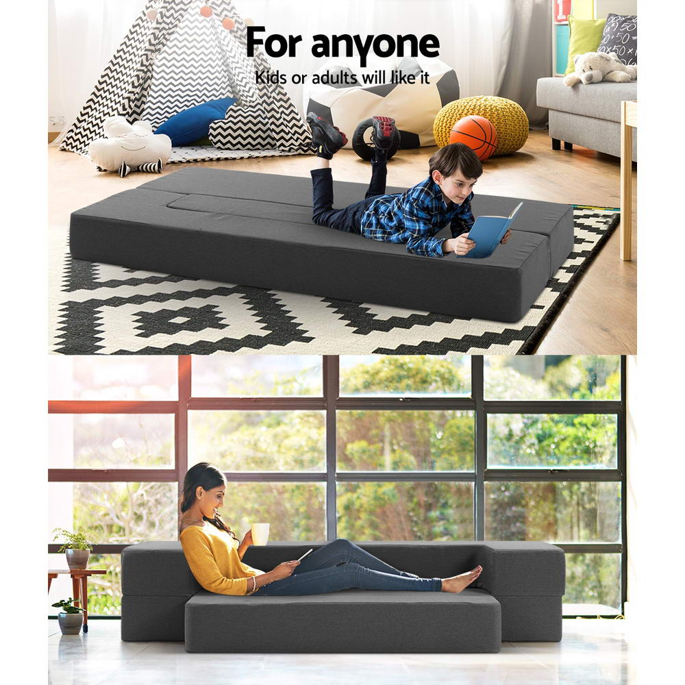 Giselle Foldable Mattress Foam Sofa Bed Chair Dark Grey