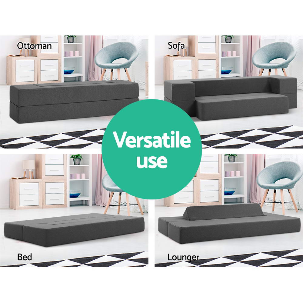 Giselle Foldable Mattress Foam Sofa Bed Chair Dark Grey