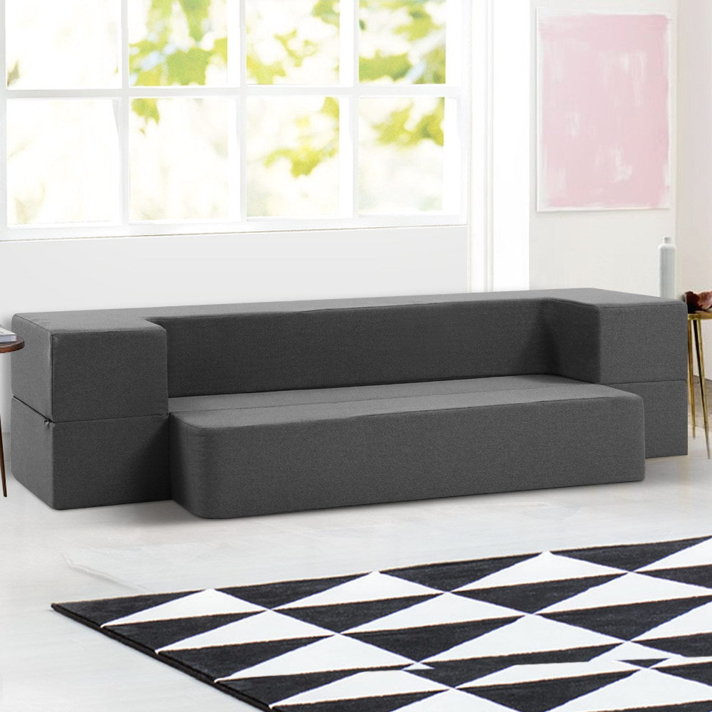 Giselle Foldable Mattress Foam Sofa Bed Chair Dark Grey